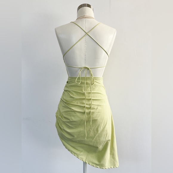 SeekTheLabel Light Green Mini Dress, with open strappy back - Picture 2 of 3
